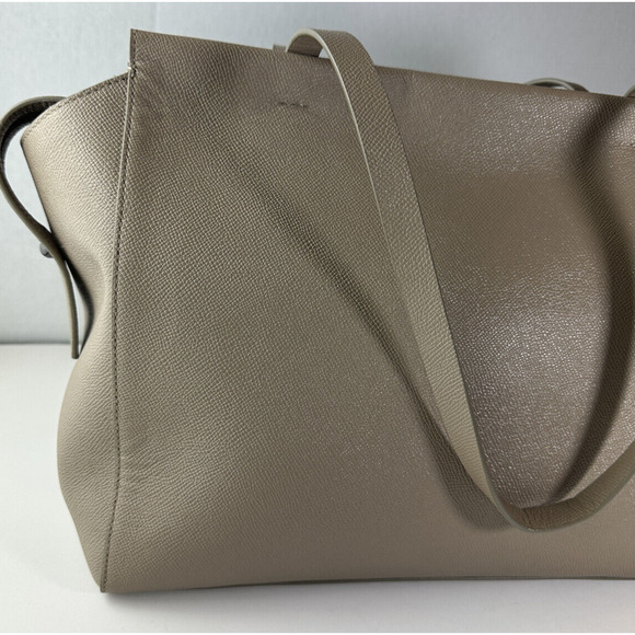 Rebecca Minkoff Gabby Leather Satchel Tote Large Shoulder Bag Beige Clean Lined - Picture 10 of 16